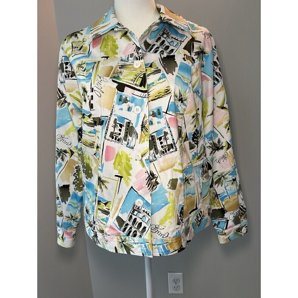 LAURA ASHLEY Lined Windbreaker Jacket with Pockets Beach Travel Shopping Medium
